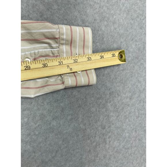 Men's Lacoste Button Up Long Sleeve Dress Shirt Size 42 Brown Striped - Picture 8 of 8